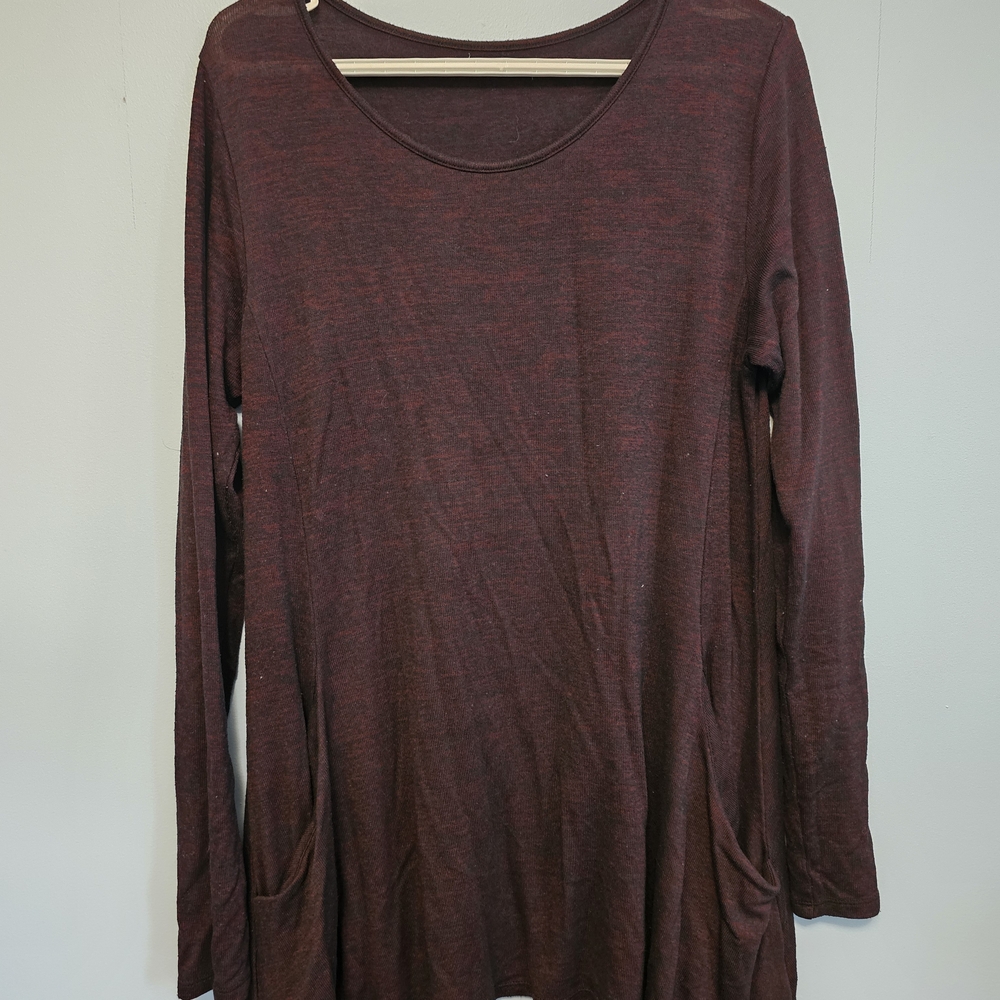 Maurices Burgundy Long Sleeve Tunic